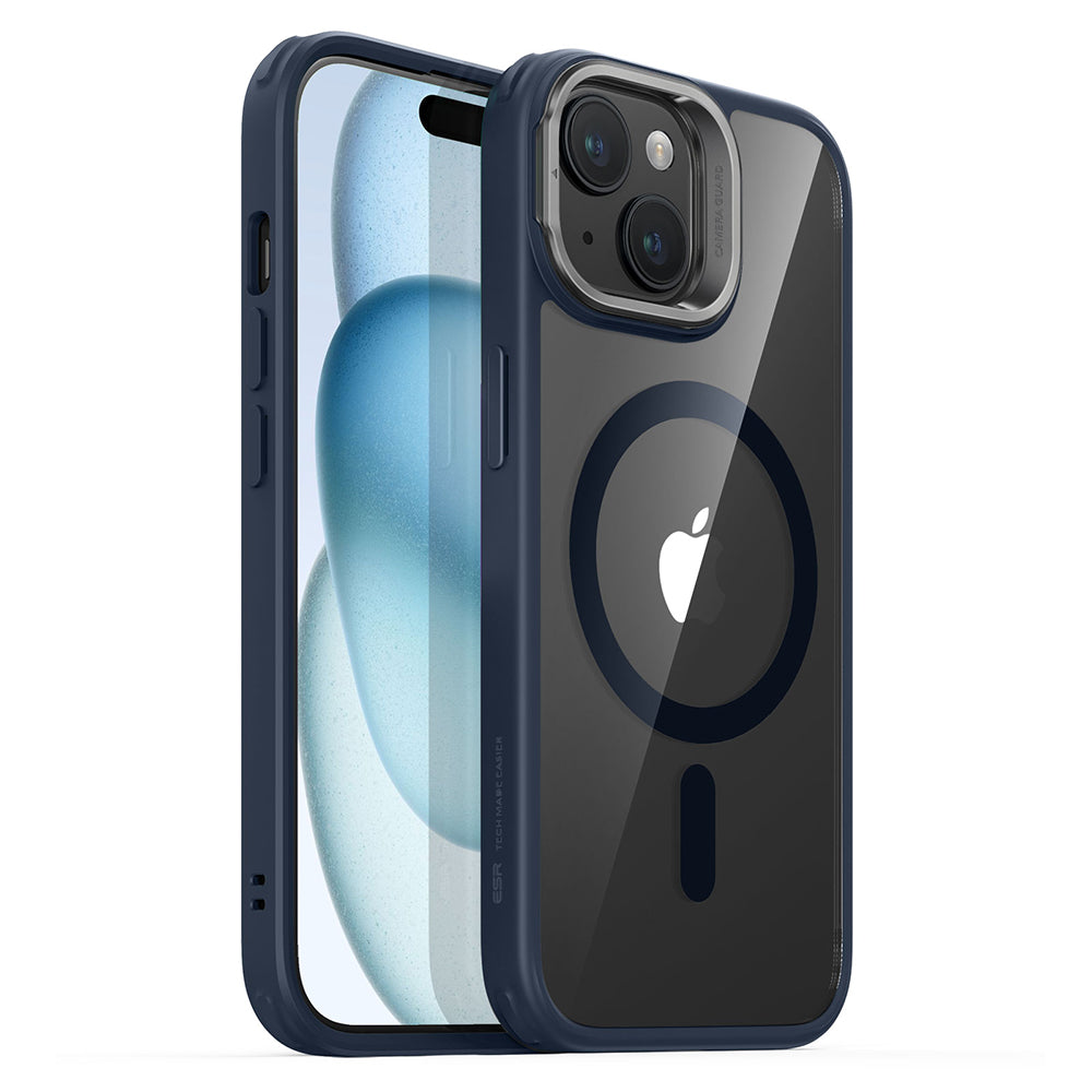 MagSafe-deksel for Apple iPhone 15 Plus, ESR, Classic Hybrid Kickstand, Marineblå Transparent