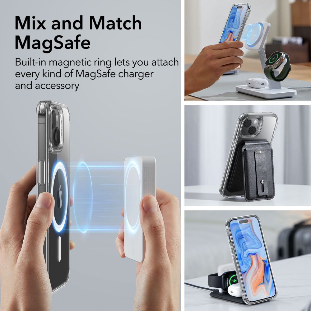 MagSafe deksel for Apple iPhone 15 Plus, ESR, Classic Hybrid, Gjennomsiktig