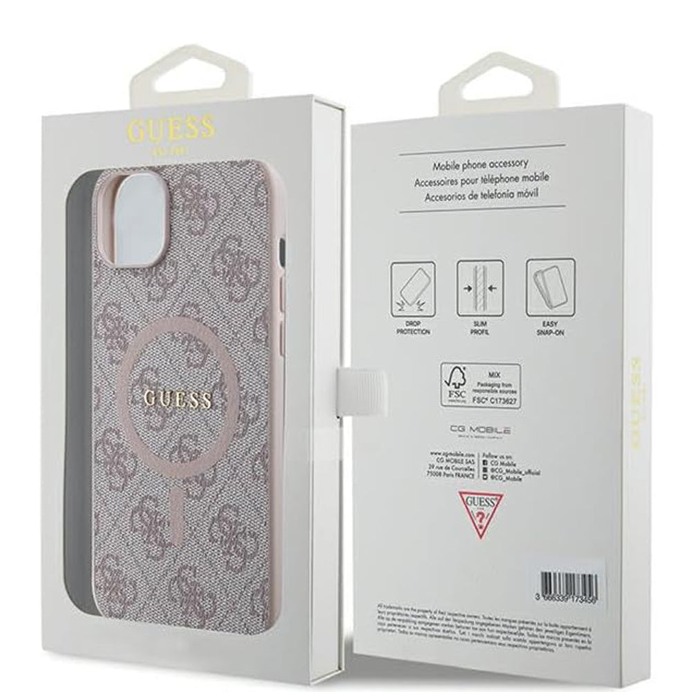 MagSafe-deksel for Apple iPhone 15 Plus, Guess, 4G Collection, Rosa
