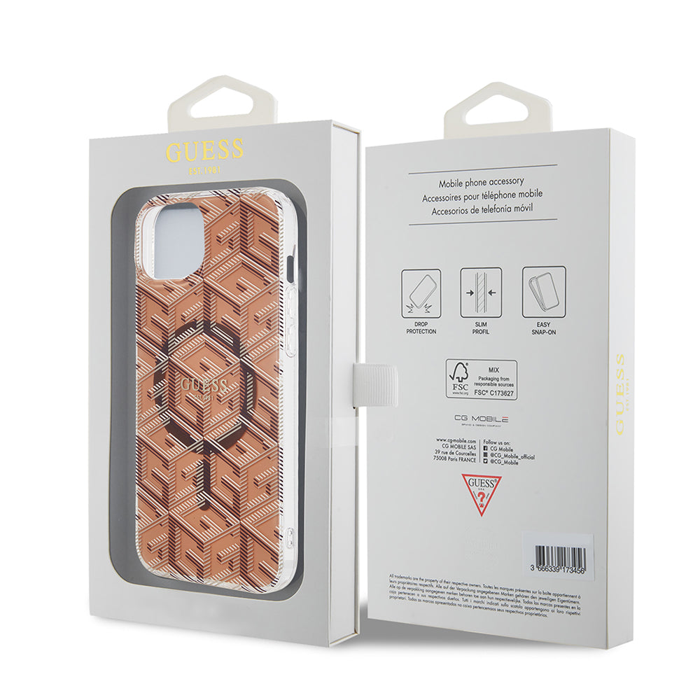 MagSafe-deksel for Apple iPhone 15 Plus, Guess, IML Gcube, Brun