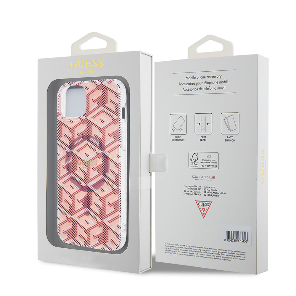 MagSafe-deksel for Apple iPhone 15 Plus, Guess, IML Gcube, Rosa
