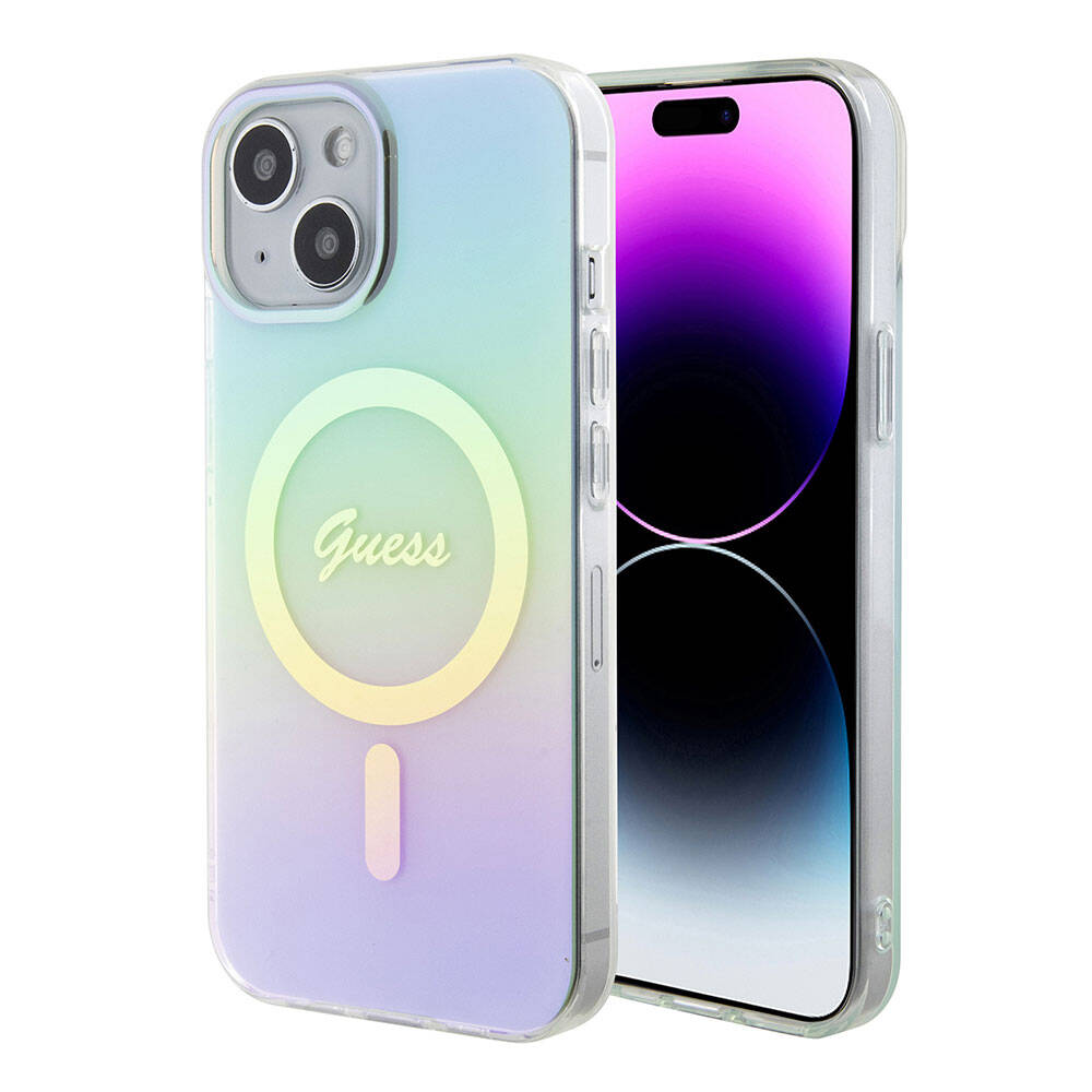 MagSafe-deksel for Apple iPhone 15 Plus, Guess, IML Iridescent, Turkis