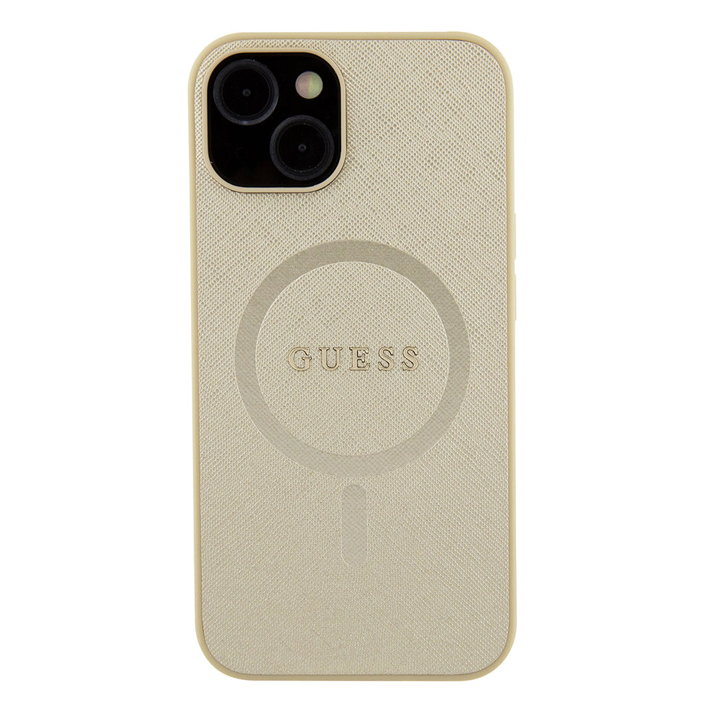MagSafe-deksel for Apple iPhone 15 Plus, Guess, Saffiano, Gull