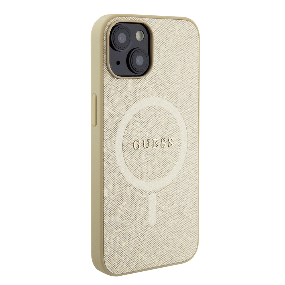 MagSafe-deksel for Apple iPhone 15 Plus, Guess, Saffiano, Gull