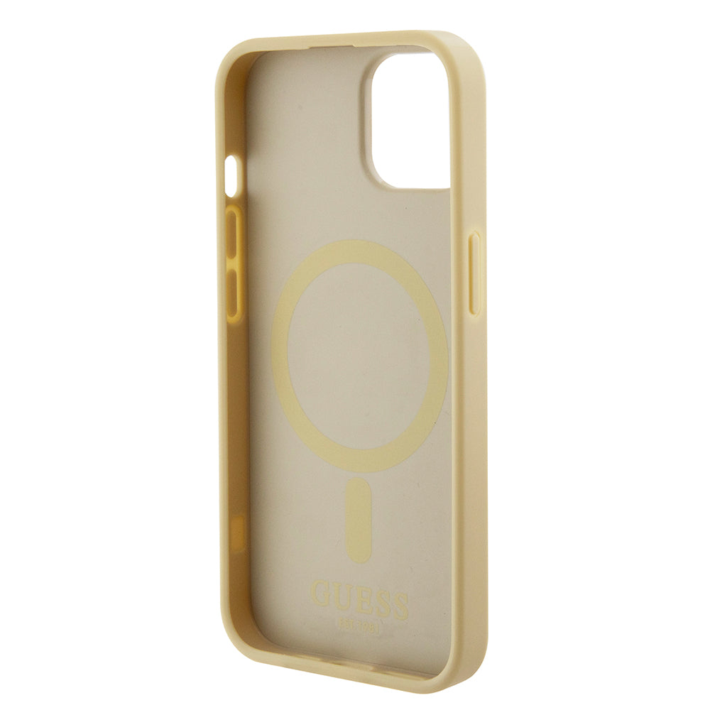 MagSafe-deksel for Apple iPhone 15 Plus, Guess, Saffiano, Gull