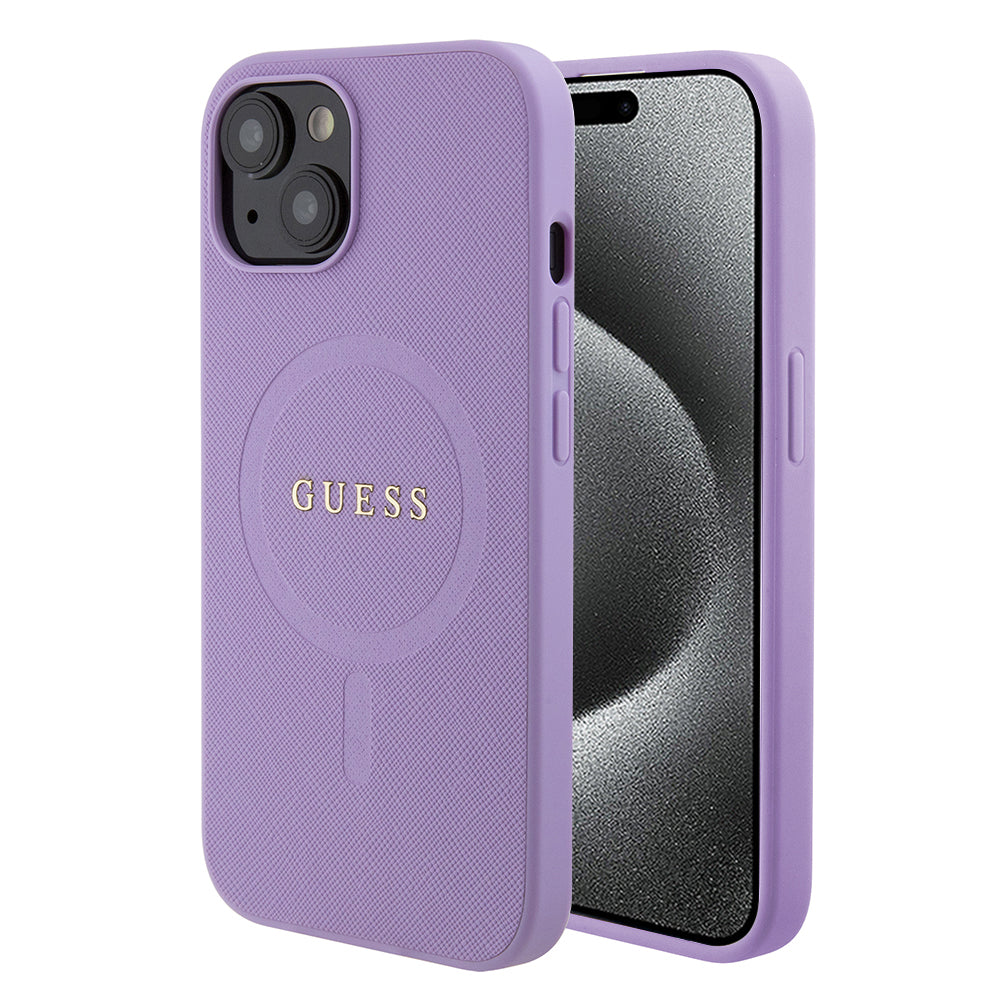 MagSafe-deksel for Apple iPhone 15 Plus, Guess, Saffiano, Lilla