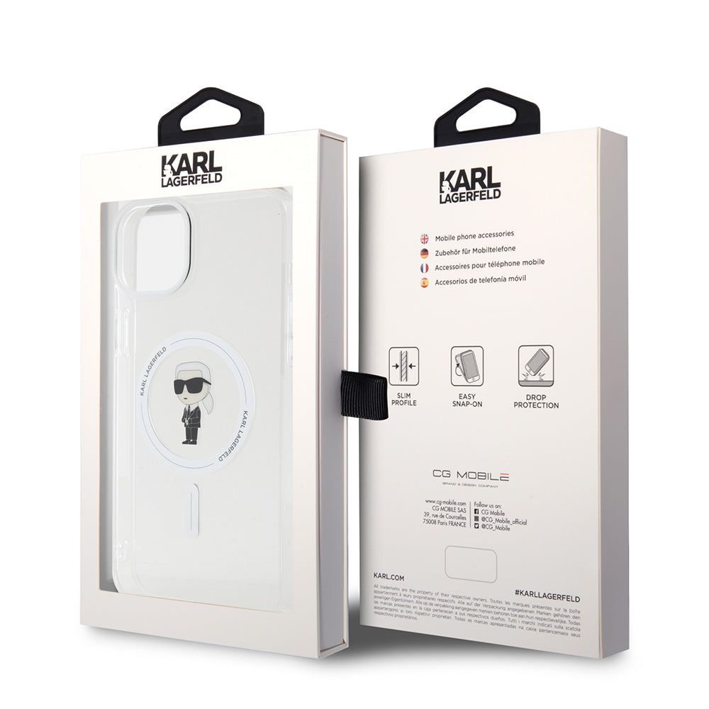 MagSafe-deksel for Apple iPhone 15 Plus, Karl Lagerfeld, IML Ikonik Karl, Gjennomsiktig