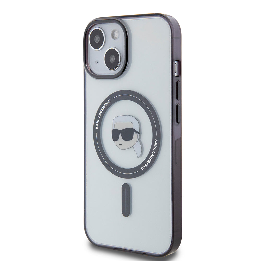 MagSafe deksel for Apple iPhone 15 Plus, Karl Lagerfeld, IML Karl's Head, Gjennomsiktig