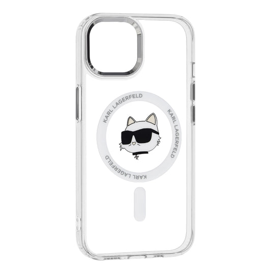 MagSafe-deksel for Apple iPhone 15 Plus, Karl Lagerfeld, IML Metal Choupette's Head, Hvit
