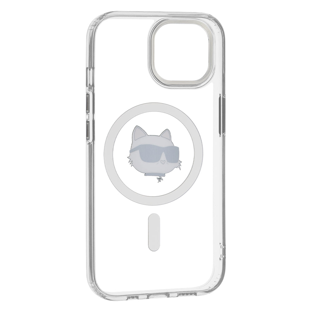 MagSafe-deksel for Apple iPhone 15 Plus, Karl Lagerfeld, IML Metal Choupette's Head, Hvit