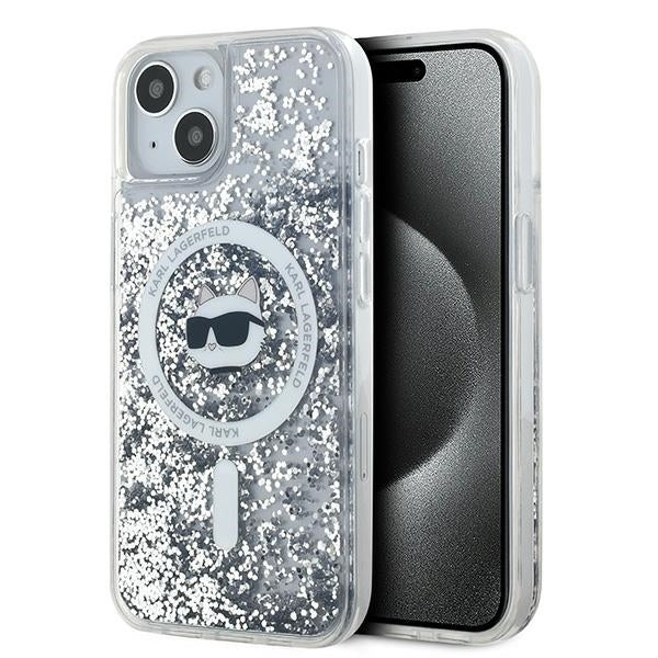 MagSafe-deksel for Apple iPhone 15 Plus, Karl Lagerfeld, Liquid Glitter Choupette's Head, Gjennomsiktig