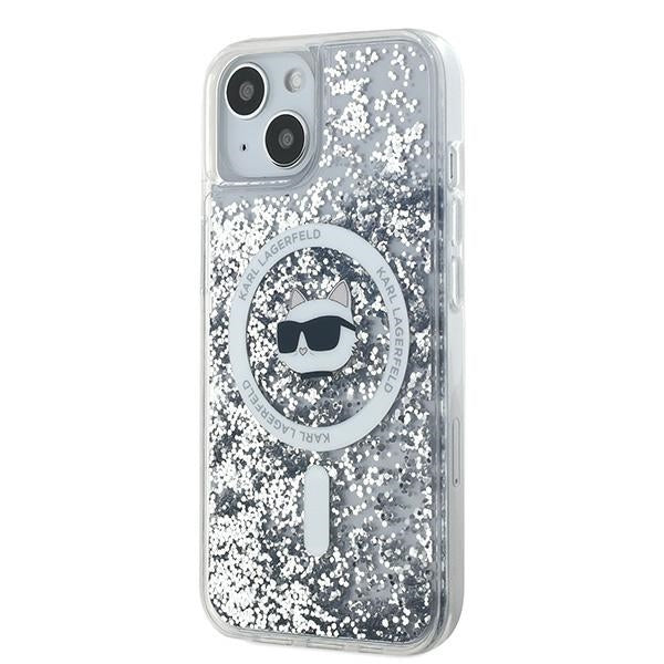 MagSafe-deksel for Apple iPhone 15 Plus, Karl Lagerfeld, Liquid Glitter Choupette's Head, Gjennomsiktig