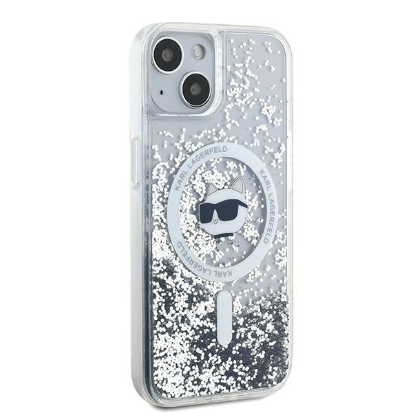 MagSafe-deksel for Apple iPhone 15 Plus, Karl Lagerfeld, Liquid Glitter Choupette's Head, Gjennomsiktig