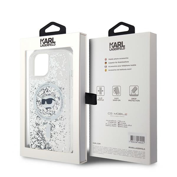 MagSafe-deksel for Apple iPhone 15 Plus, Karl Lagerfeld, Liquid Glitter Choupette's Head, Gjennomsiktig