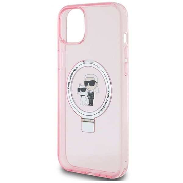 MagSafe-deksel for Apple iPhone 15 Plus, Karl Lagerfeld, Ring Stand Karl & Choupette, Rosa