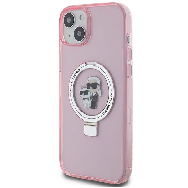 MagSafe-deksel for Apple iPhone 15 Plus, Karl Lagerfeld, Ring Stand Karl & Choupette, Rosa