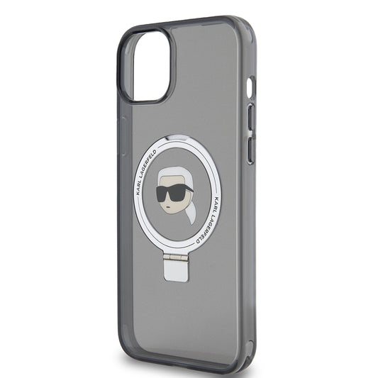 MagSafe-deksel for Apple iPhone 15 Plus, Karl Lagerfeld, Ring Stand Karl's Head, Svart