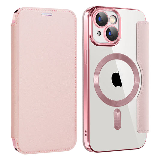 MagSafe-deksel for Apple iPhone 15 Plus, Techsuit, SmartMag Book, Rosa