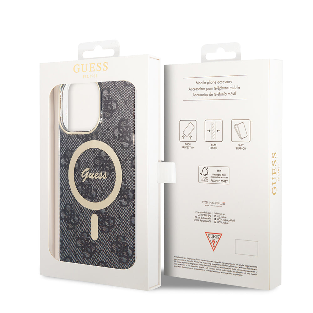 MagSafe-deksel for Apple iPhone 15 Pro, Guess, 4G IML, Svart GUHMP15LH4STK