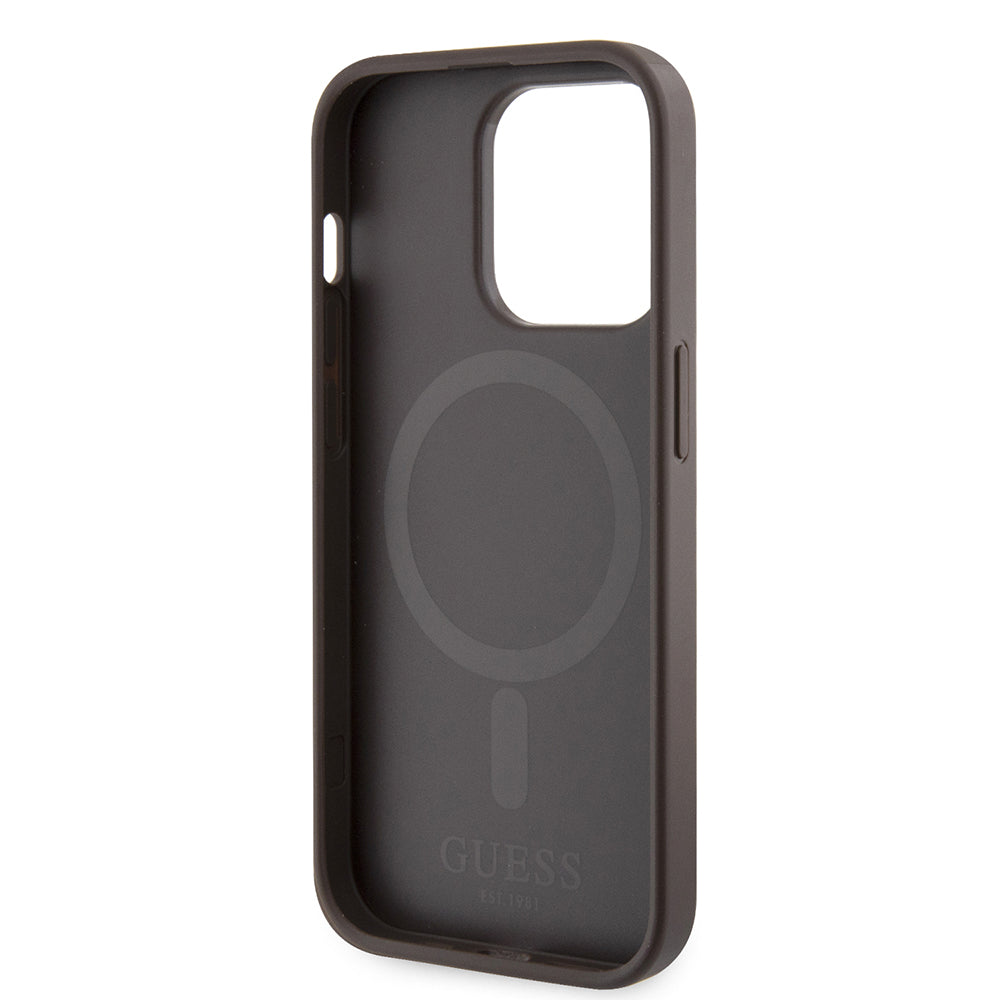 MagSafe-deksel for Apple iPhone 15 Pro, Guess, 4G Printed Stripes, Brun