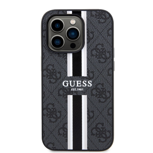 MagSafe-deksel for Apple iPhone 15 Pro, Guess, 4G Printed Stripes, Svart