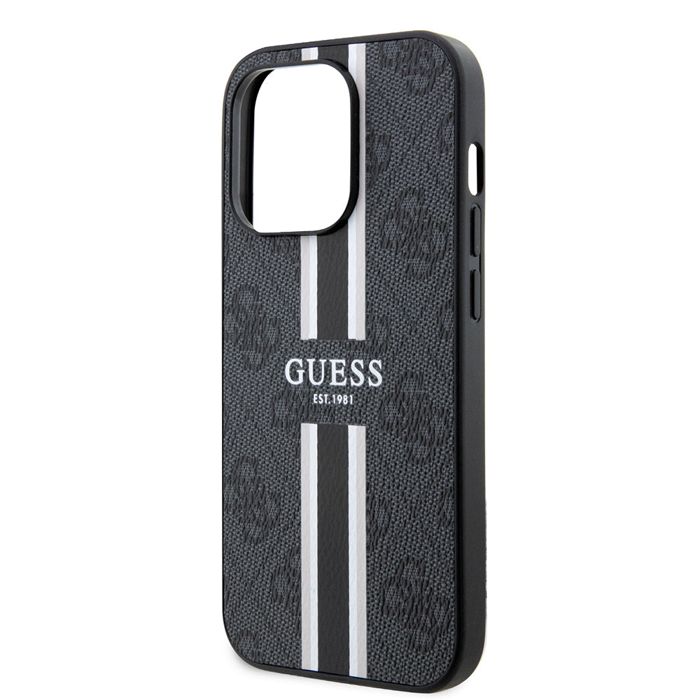 MagSafe-deksel for Apple iPhone 15 Pro, Guess, 4G Printed Stripes, Svart