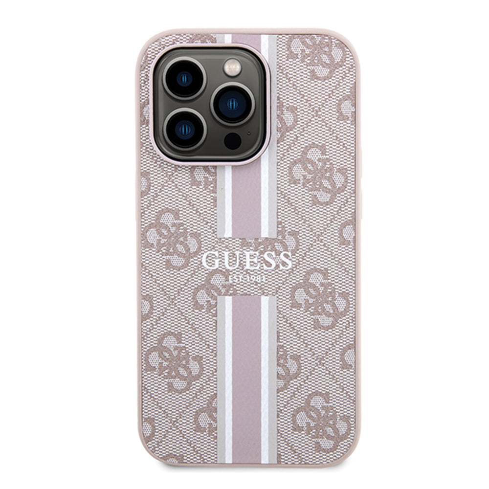MagSafe-deksel for Apple iPhone 15 Pro, Guess, 4G Printed Stripes, Rosa