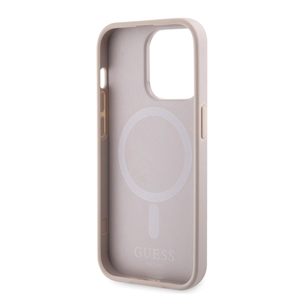 MagSafe-deksel for Apple iPhone 15 Pro, Guess, 4G Printed Stripes, Rosa