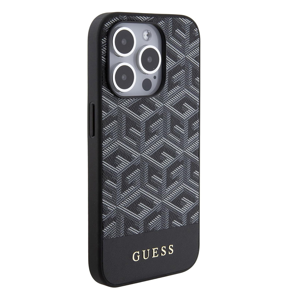 MagSafe-deksel for Apple iPhone 15 Pro, Guess, GCube Stripes, Svart