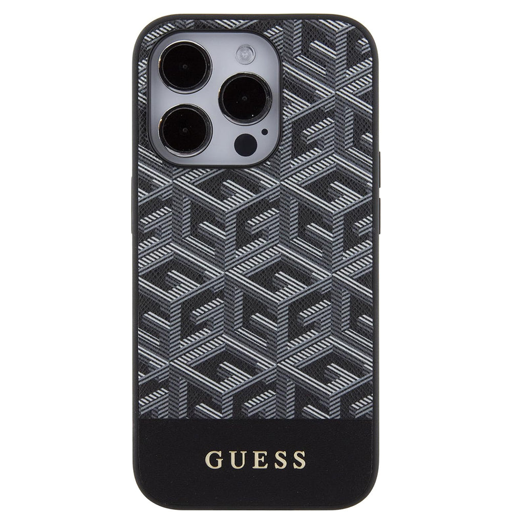 MagSafe-deksel for Apple iPhone 15 Pro, Guess, GCube Stripes, Svart