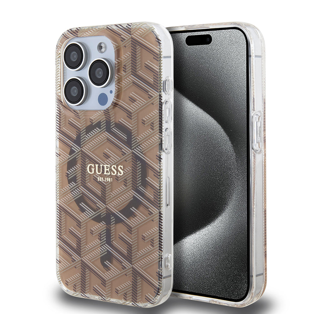 MagSafe-deksel for Apple iPhone 15 Pro, Guess, IML Gcube, Brun