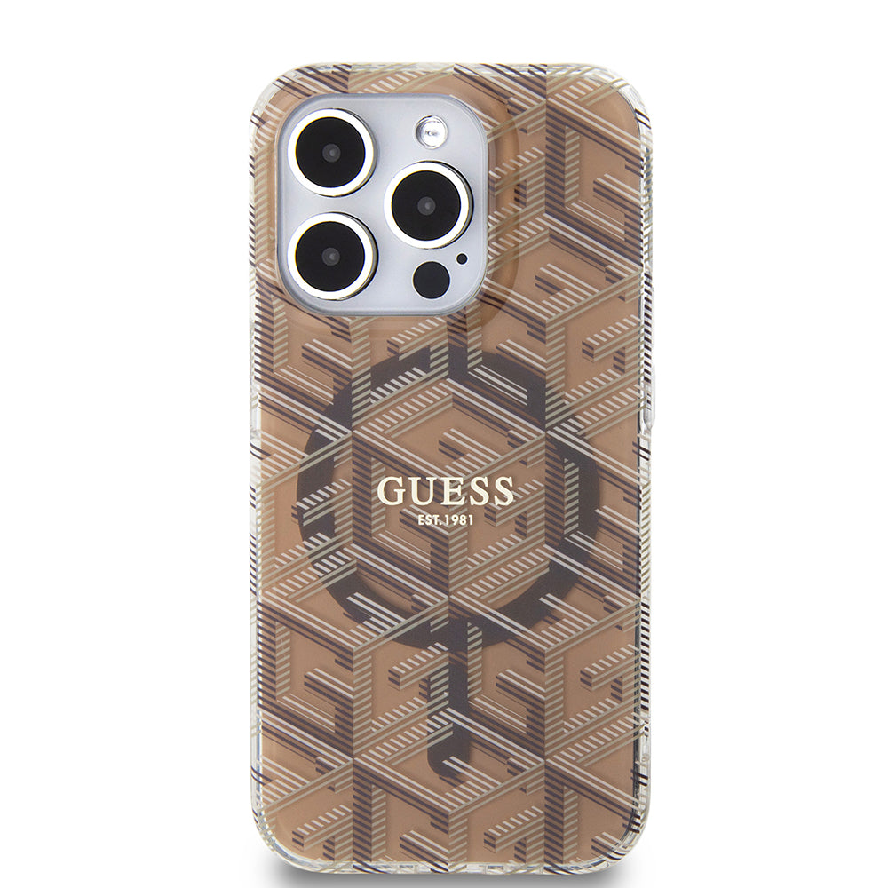 MagSafe-deksel for Apple iPhone 15 Pro, Guess, IML Gcube, Brun