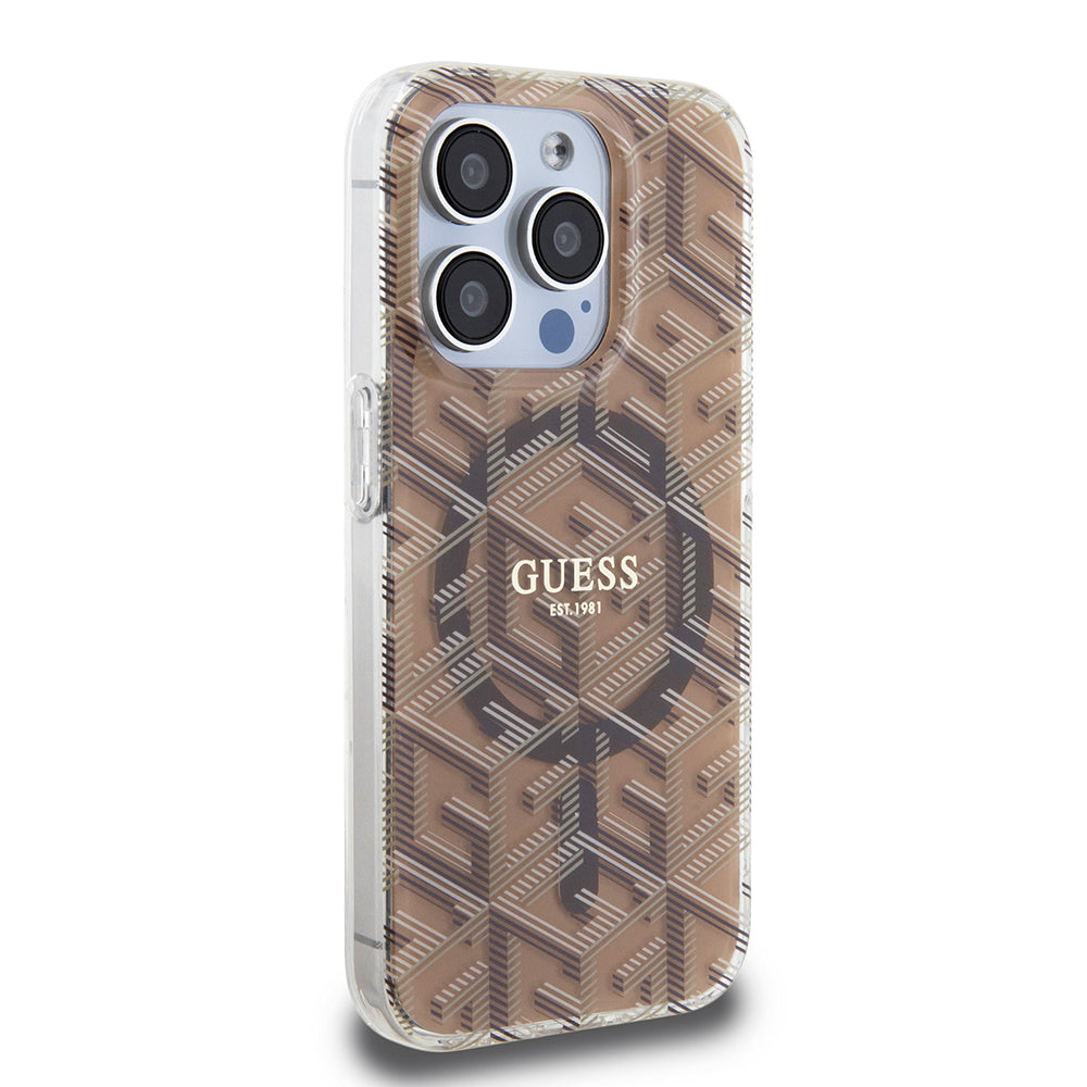 MagSafe-deksel for Apple iPhone 15 Pro, Guess, IML Gcube, Brun