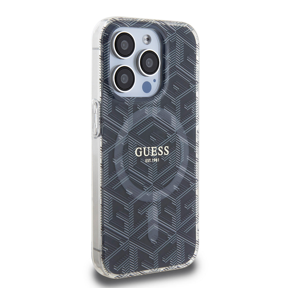 MagSafe-deksel for Apple iPhone 15 Pro, Guess, IML Gcube, Svart