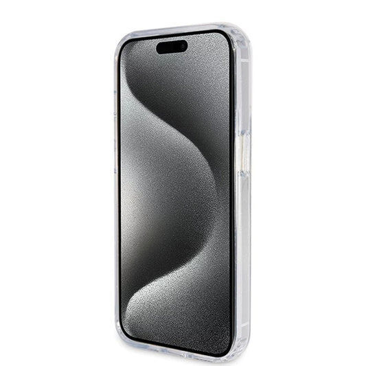 MagSafe deksel for Apple iPhone 15 Pro, Guess, IML Ring Stand Glitter, Gjennomsiktig