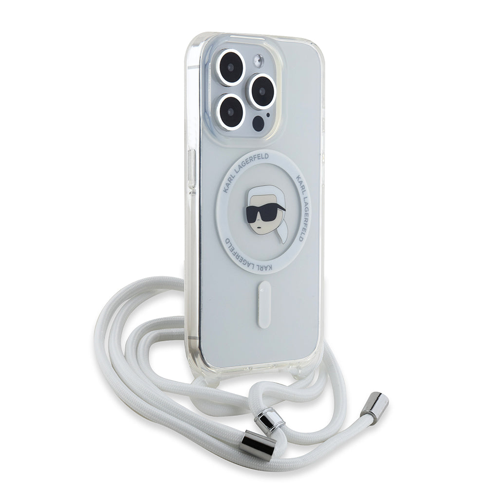 MagSafe-deksel for Apple iPhone 15 Pro, Karl Lagerfeld, IML Crossbody Karl's Head, Gjennomsiktig
