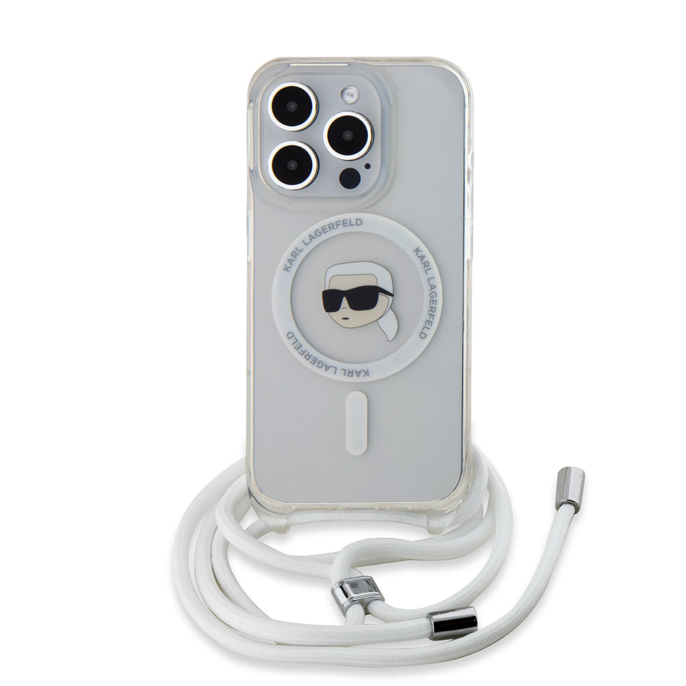 MagSafe-deksel for Apple iPhone 15 Pro, Karl Lagerfeld, IML Crossbody Karl's Head, Gjennomsiktig