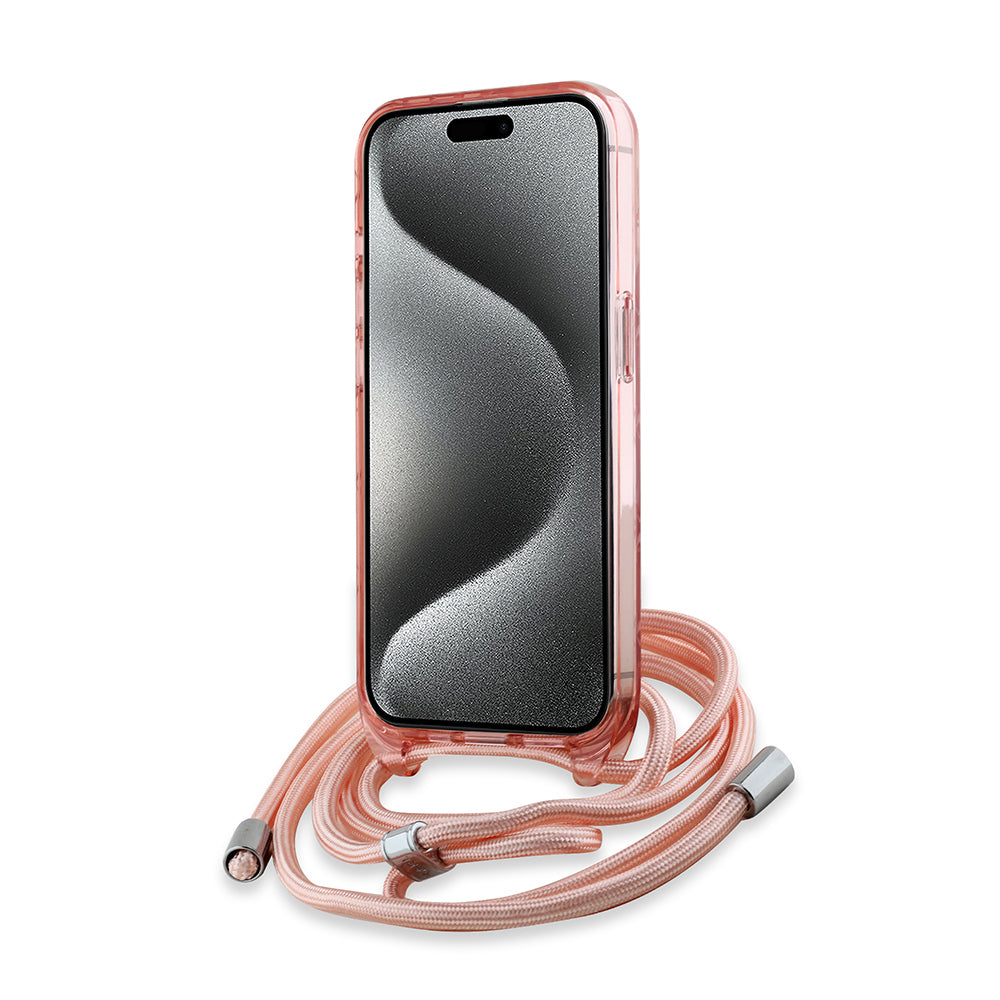 MagSafe-deksel for Apple iPhone 15 Pro, Karl Lagerfeld, IML Crossbody Monogram Karl & Choupette's Heads, Rosa