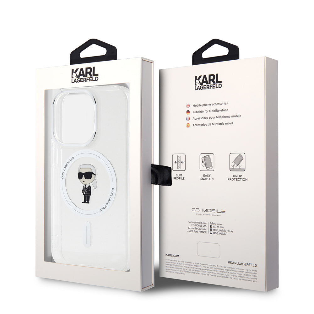 MagSafe deksel for Apple iPhone 15 Pro, Karl Lagerfeld, IML Ikonik Karl, Gjennomsiktig