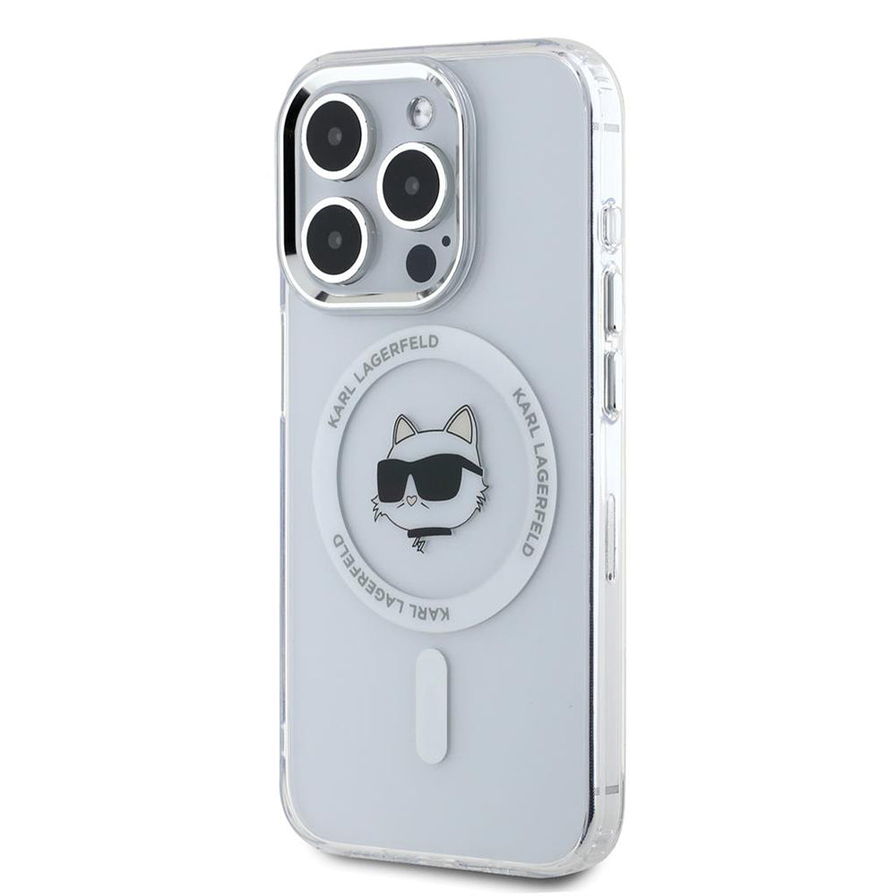 MagSafe-deksel for Apple iPhone 15 Pro, Karl Lagerfeld, IML Metal Choupette's Head, Hvit