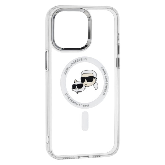 MagSafe-deksel for Apple iPhone 15 Pro, Karl Lagerfeld, IML Metal Karl & Choupette's Heads, Hvit