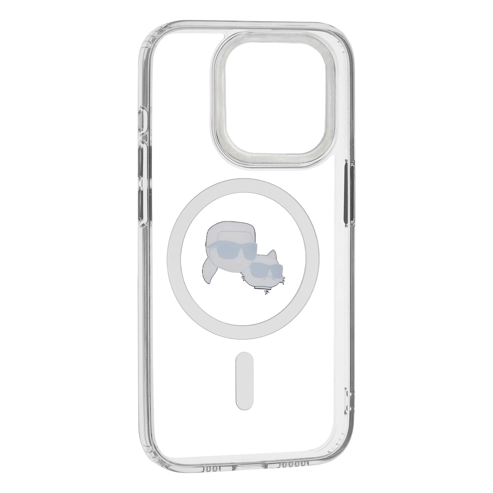 MagSafe-deksel for Apple iPhone 15 Pro, Karl Lagerfeld, IML Metal Karl & Choupette's Heads, Hvit
