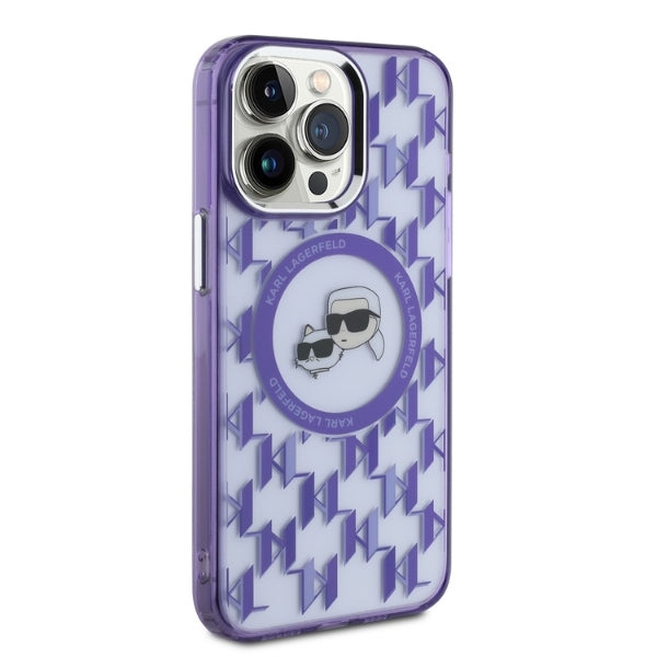 MagSafe-deksel for Apple iPhone 15 Pro, Karl Lagerfeld, IML Monogram Karl & Choupette's Heads, Lilla