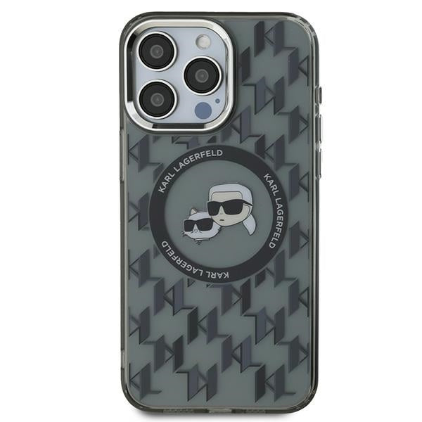 MagSafe-deksel for Apple iPhone 15 Pro, Karl Lagerfeld, IML Monogram Karl & Choupette's Heads, Svart