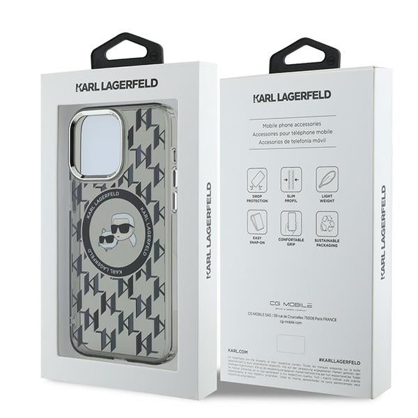 MagSafe-deksel for Apple iPhone 15 Pro, Karl Lagerfeld, IML Monogram Karl & Choupette's Heads, Svart