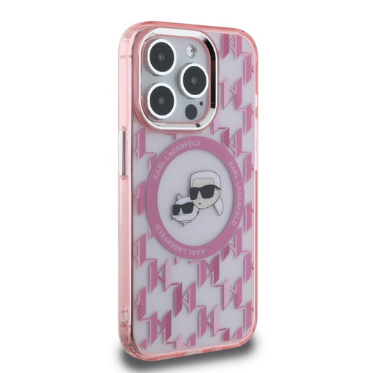 MagSafe-deksel for Apple iPhone 15 Pro, Karl Lagerfeld, IML Monogram Karl & Choupette's Heads, Rosa