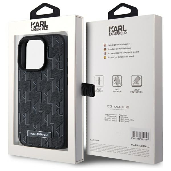 MagSafe-deksel for Apple iPhone 15 Pro, Karl Lagerfeld, Monogram Metal Logo, Svart