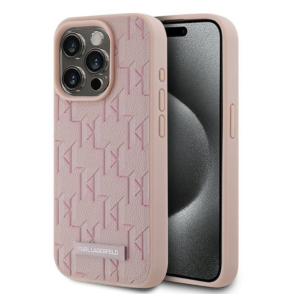 MagSafe-deksel for Apple iPhone 15 Pro, Karl Lagerfeld, Monogram Metal Logo, Rosa