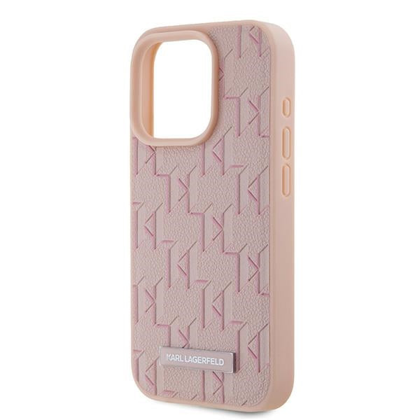 MagSafe-deksel for Apple iPhone 15 Pro, Karl Lagerfeld, Monogram Metal Logo, Rosa