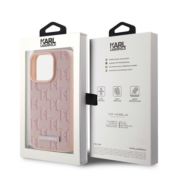 MagSafe-deksel for Apple iPhone 15 Pro, Karl Lagerfeld, Monogram Metal Logo, Rosa